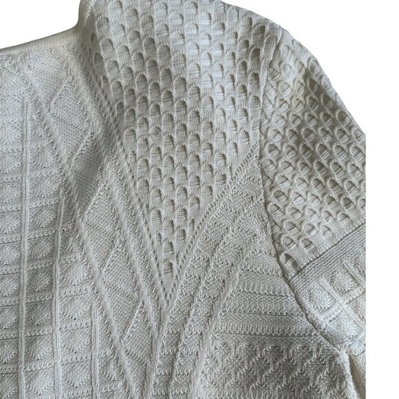 BCBG MAXAZRIA Cropped, Cream, Silk, Cotton Cardi Jacquard Classy Dreamy, M - Picture 4 of 8